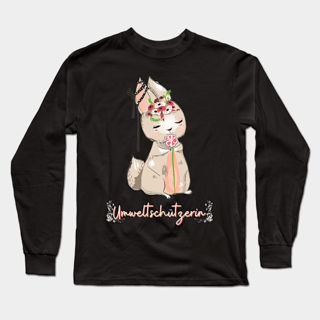 Hase Schleife Umwelt Schutz Prinzessin Blumen Süß Long Sleeve T-Shirt by Maggini Art